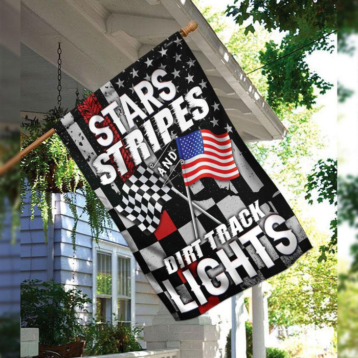 Stars, Stripes And Dirt Track Lights Flag | Garden Flag | Double Sided House Flag - GIFTCUSTOM