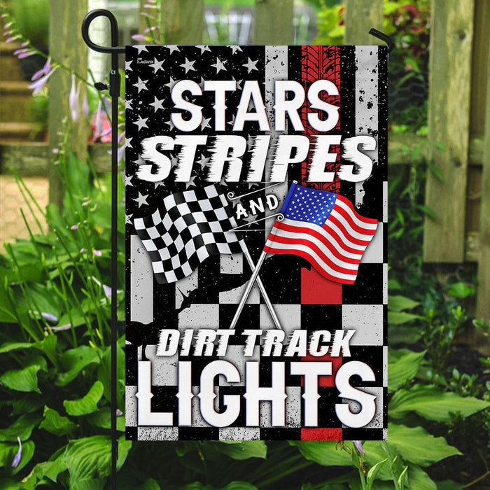 Stars, Stripes And Dirt Track Lights Flag | Garden Flag | Double Sided House Flag - GIFTCUSTOM