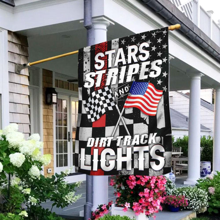 Stars, Stripes And Dirt Track Lights Flag | Garden Flag | Double Sided House Flag - GIFTCUSTOM