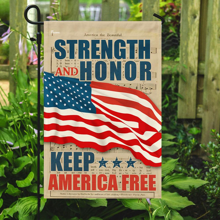 Strength And Honor Keep America Free Flag | Garden Flag | Double Sided House Flag - GIFTCUSTOM
