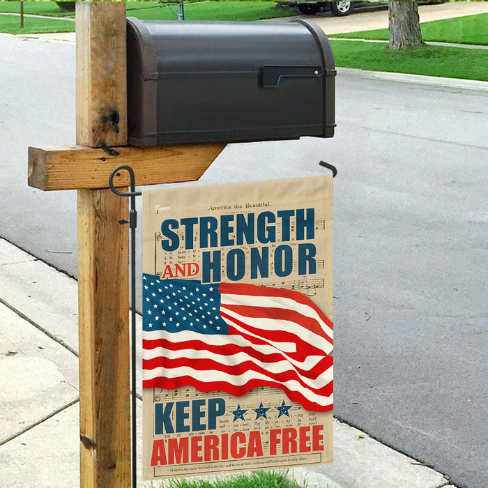 Strength And Honor Keep America Free Flag | Garden Flag | Double Sided House Flag - GIFTCUSTOM