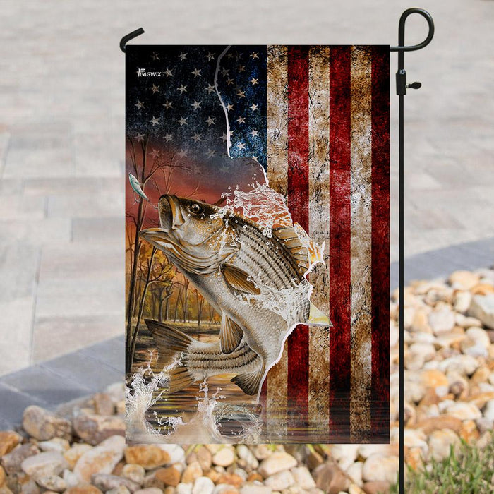 Striped Bass Fishing Flag | Garden Flag | Double Sided House Flag - GIFTCUSTOM