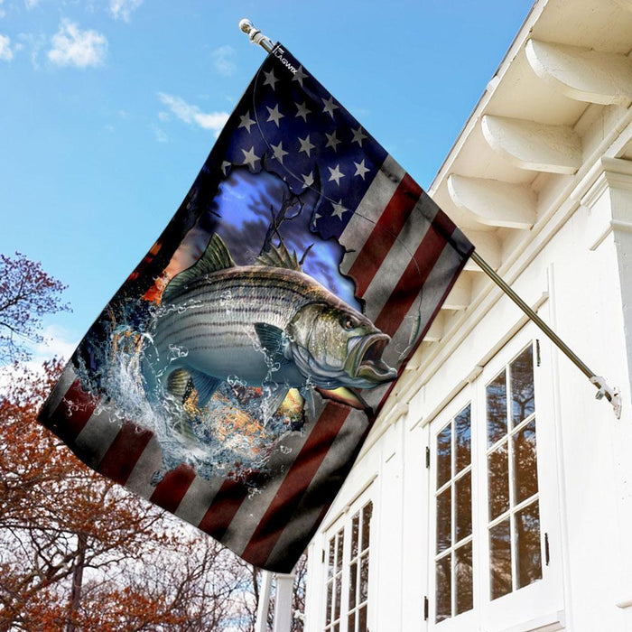 Striper Fishing Flag | Garden Flag | Double Sided House Flag - GIFTCUSTOM