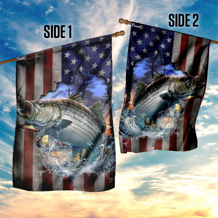 Striper Fishing Flag | Garden Flag | Double Sided House Flag - GIFTCUSTOM