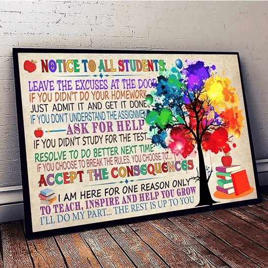 Student Canvas and Poster ��� Notice to all students wall decor visual art - GIFTCUSTOM