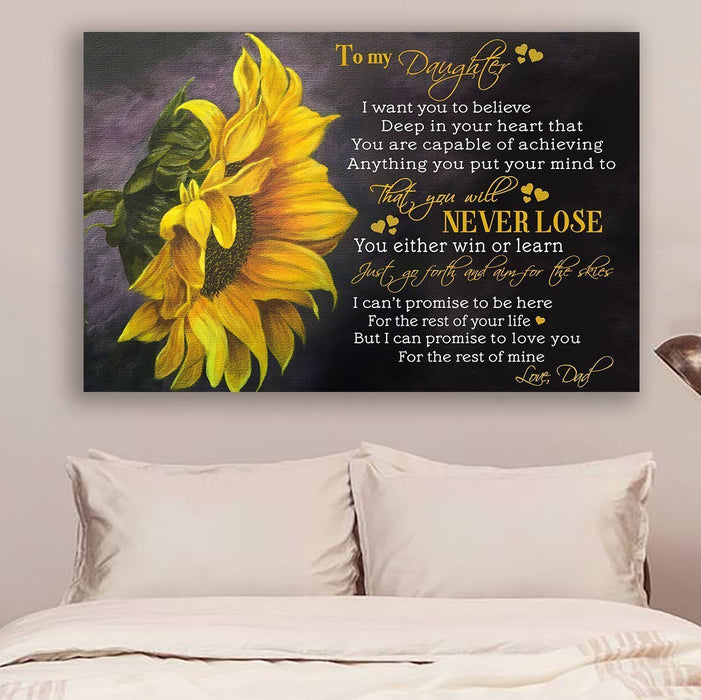 sunflower Canvas and Poster ��� Dad to daughter ��� never lose wall decor visual art - GIFTCUSTOM