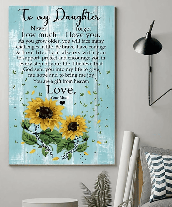 Sunflower Canvas and Poster ��� Mom to Daughter ��� I love you wall decor visual art - GIFTCUSTOM