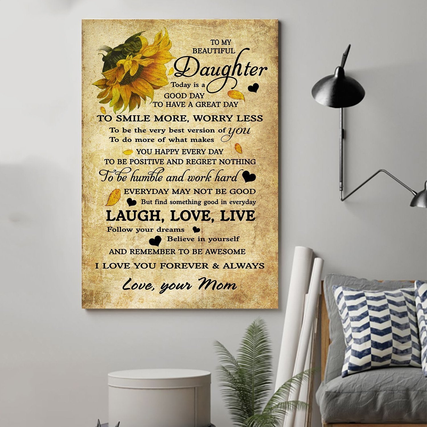 sunflower Canvas and Poster ��� Mom to daughter ��� today is a good day vs2 wall decor visual art - GIFTCUSTOM