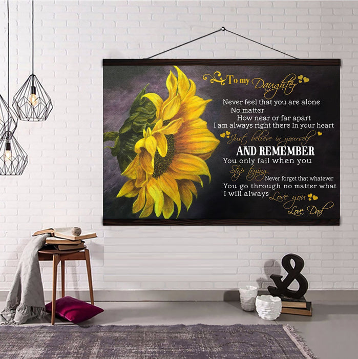 Sunflower Hanging Canvas Dad Daughter I love you very very much wall decor visual art - GIFTCUSTOM