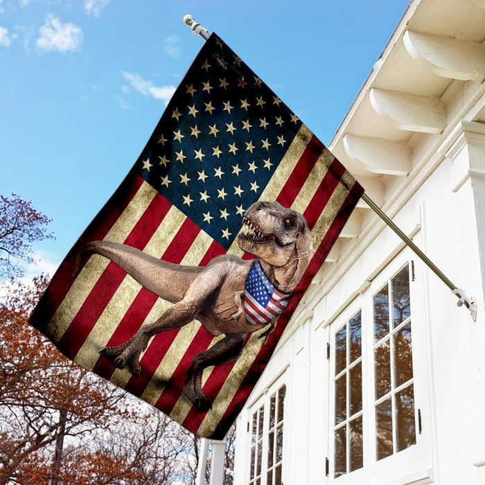T Rex Flag | Garden Flag | Double Sided House Flag - GIFTCUSTOM
