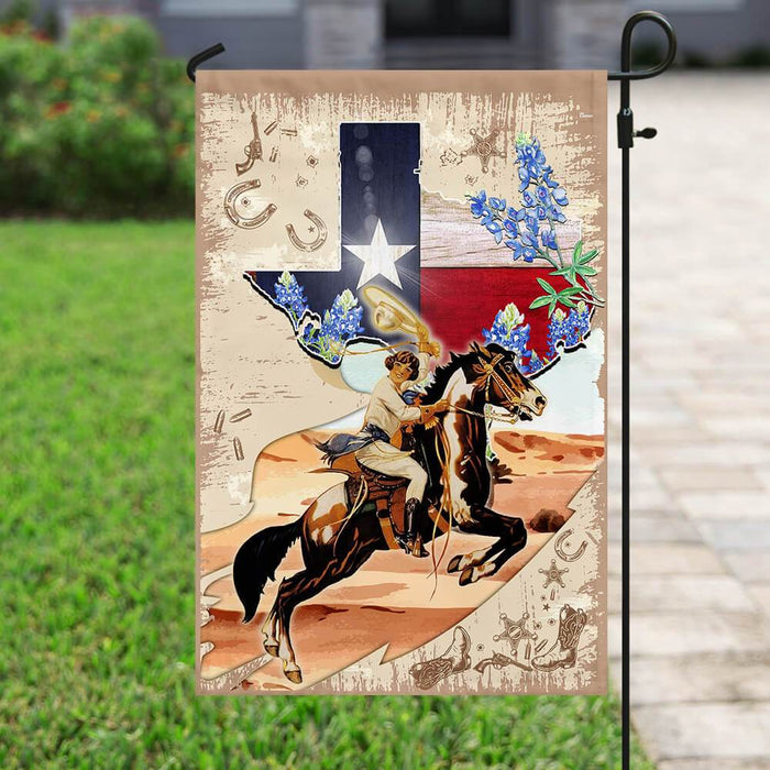 Texas Horseback Riding Flag | Garden Flag | Double Sided House Flag - GIFTCUSTOM