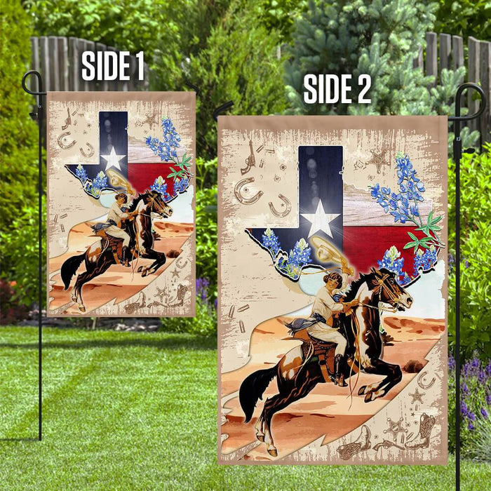 Texas Horseback Riding Flag | Garden Flag | Double Sided House Flag - GIFTCUSTOM