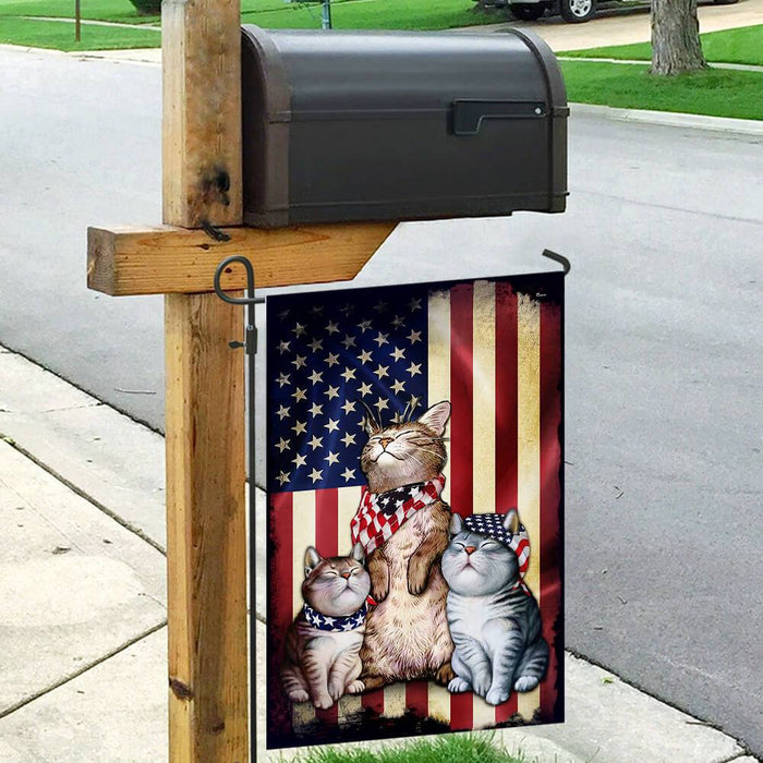 Three Cats American Flag | Garden Flag | Double Sided House Flag - GIFTCUSTOM