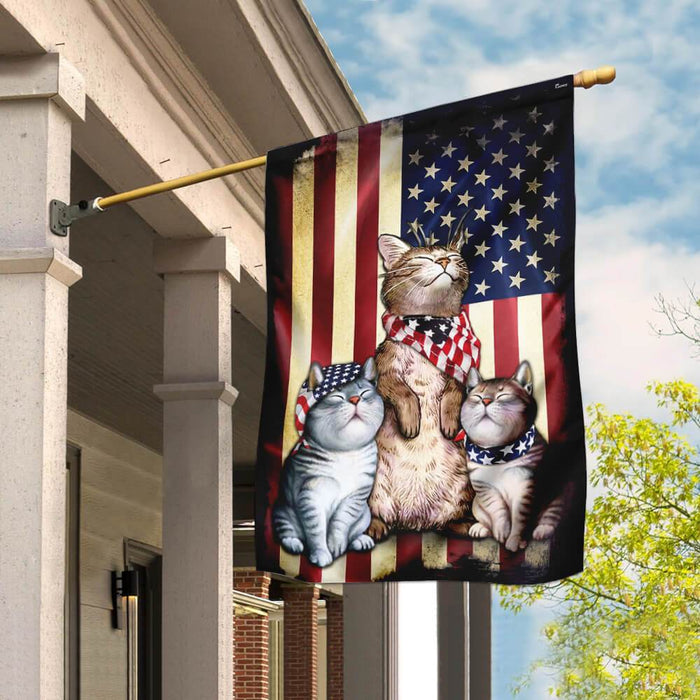 Three Cats American Flag | Garden Flag | Double Sided House Flag - GIFTCUSTOM