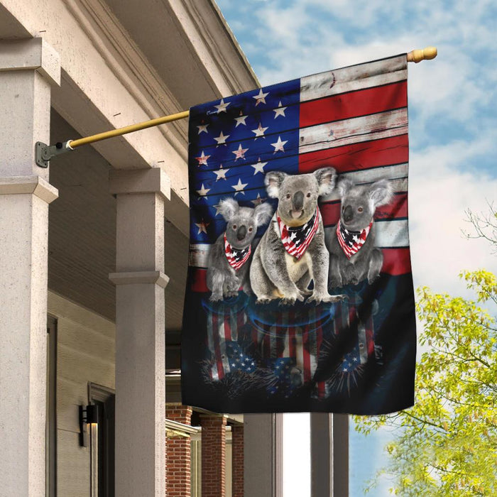 Three Koalas American Flag | Garden Flag | Double Sided House Flag - GIFTCUSTOM