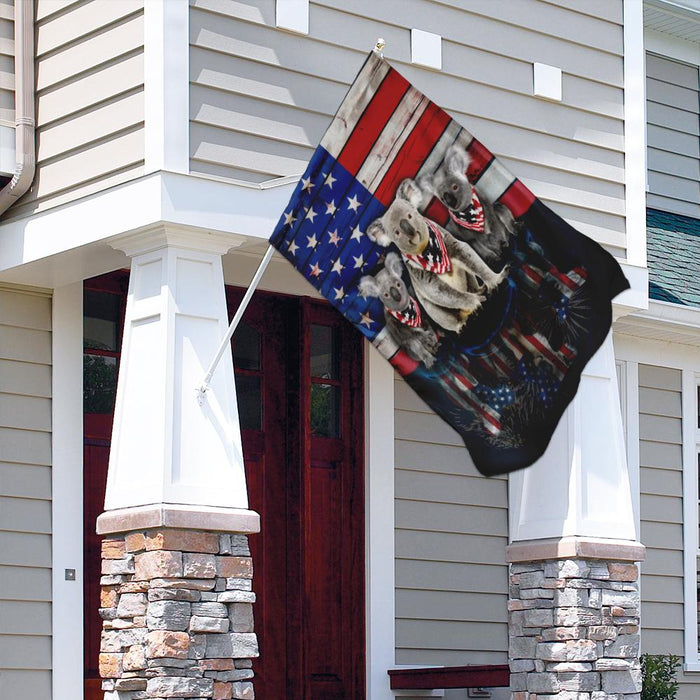 Three Koalas American Flag | Garden Flag | Double Sided House Flag - GIFTCUSTOM