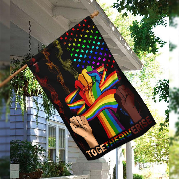 Together We Rise LGBT Flag | Garden Flag | Double Sided House Flag - GIFTCUSTOM