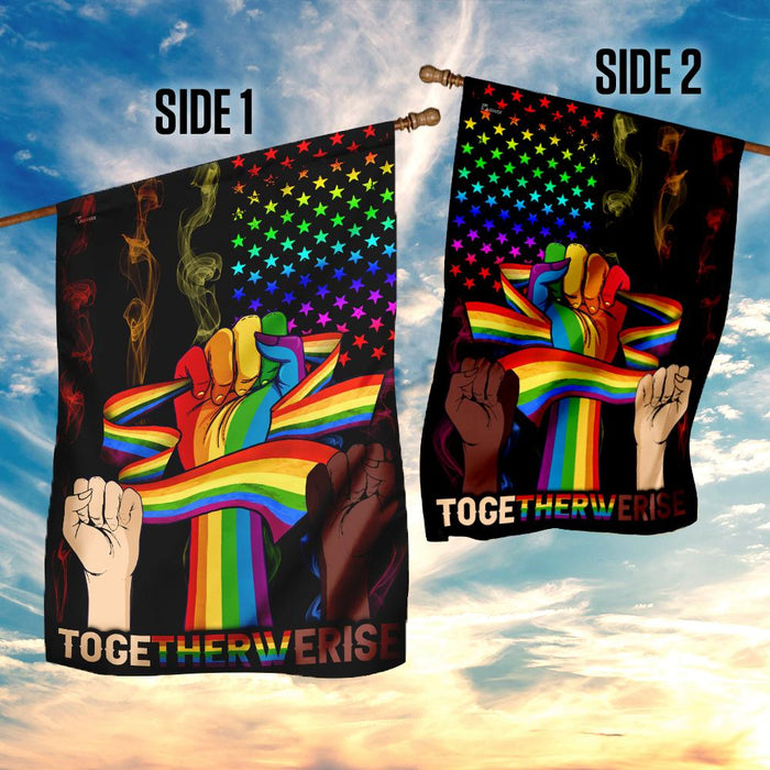 Together We Rise LGBT Flag | Garden Flag | Double Sided House Flag - GIFTCUSTOM