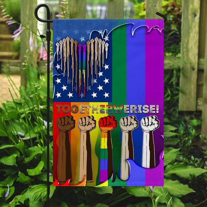 Together We Rise LGBT Flag | Garden Flag | Double Sided House Flag - GIFTCUSTOM