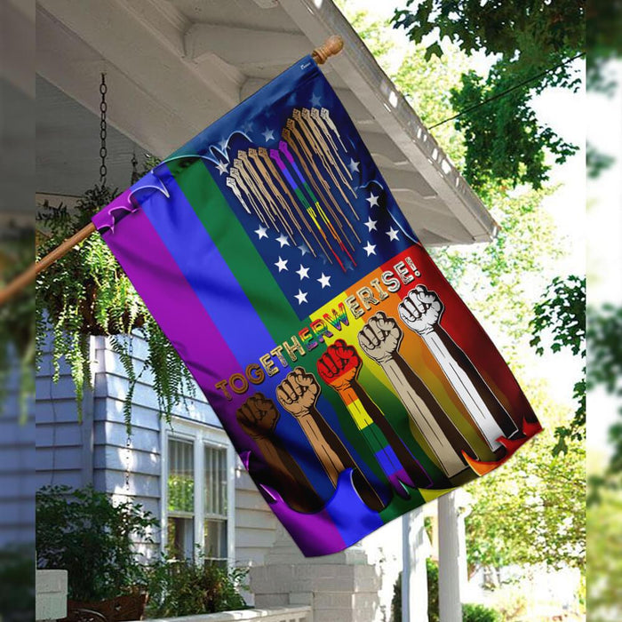 Together We Rise LGBT Flag | Garden Flag | Double Sided House Flag - GIFTCUSTOM