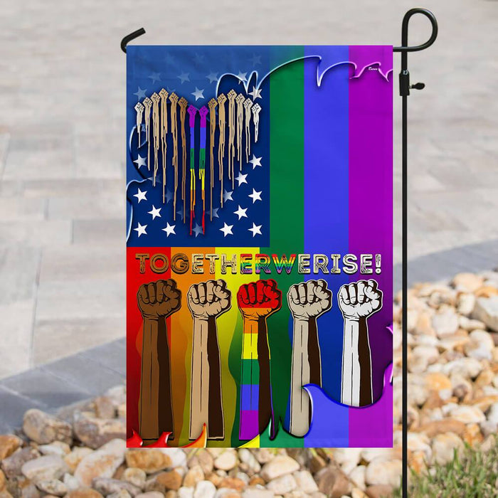 Together We Rise LGBT Flag | Garden Flag | Double Sided House Flag - GIFTCUSTOM