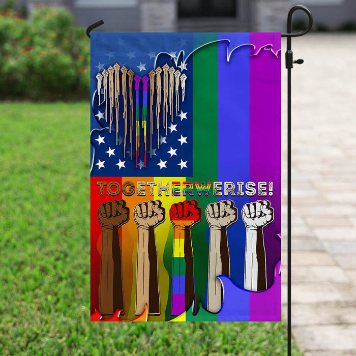 Together We Rise LGBT Flag | Garden Flag | Double Sided House Flag - GIFTCUSTOM