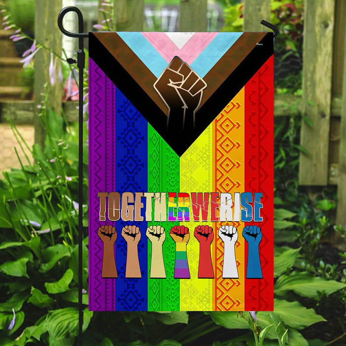 Together We Rise Progress Pride Flag | Garden Flag | Double Sided House Flag - GIFTCUSTOM