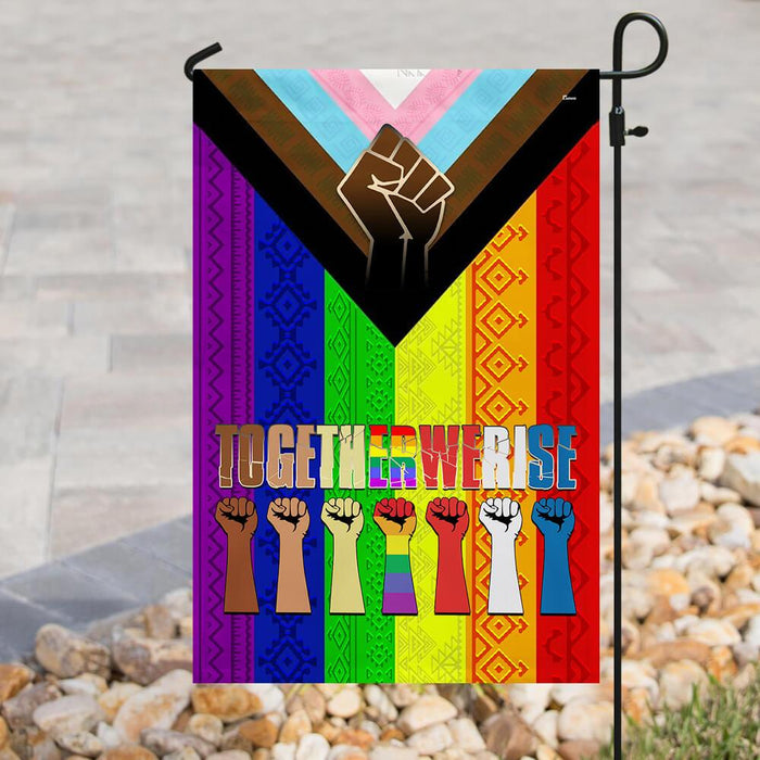 Together We Rise Progress Pride Flag | Garden Flag | Double Sided House Flag - GIFTCUSTOM