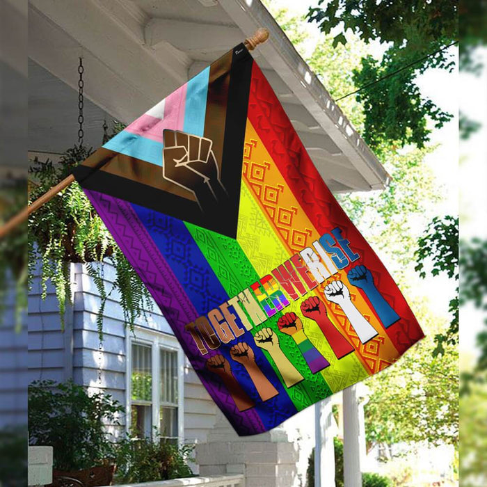 Together We Rise Progress Pride Flag | Garden Flag | Double Sided House Flag - GIFTCUSTOM