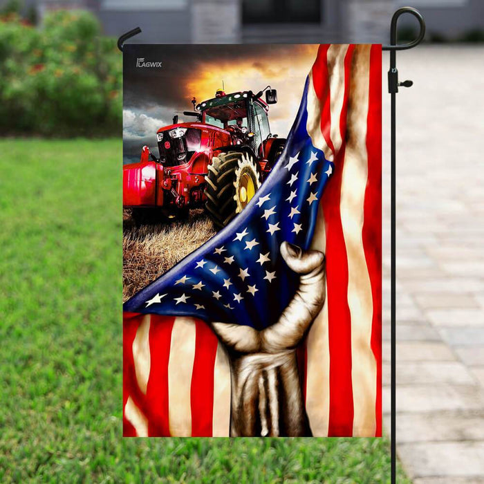 Tractor Farmer American Flag | Garden Flag | Double Sided House Flag - GIFTCUSTOM