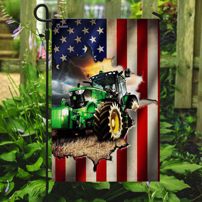 Tractor Farmer American Flag | Garden Flag | Double Sided House Flag - GIFTCUSTOM