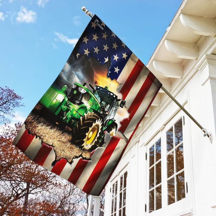 Tractor Farmer American Flag | Garden Flag | Double Sided House Flag - GIFTCUSTOM