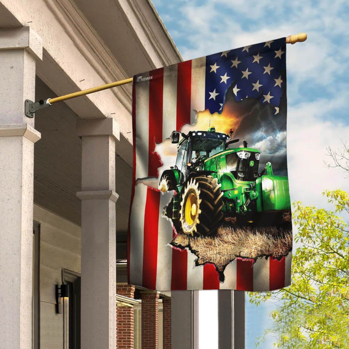 Tractor Farmer American Flag | Garden Flag | Double Sided House Flag - GIFTCUSTOM