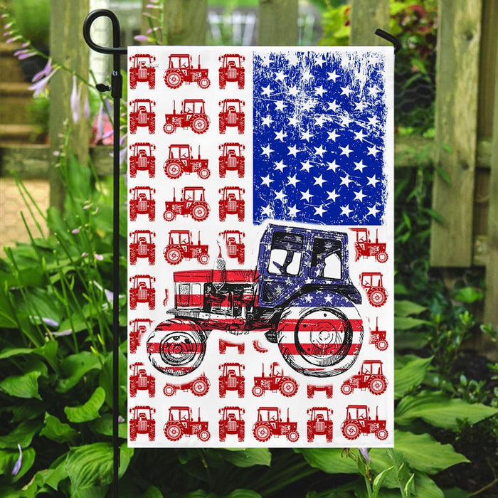 Tractor Farming 4th July Flag | Garden Flag | Double Sided House Flag - GIFTCUSTOM