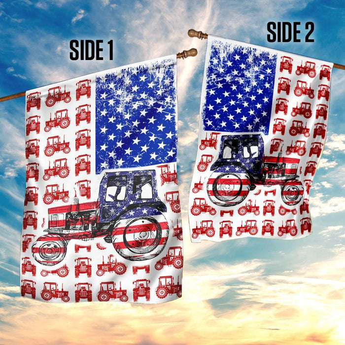 Tractor Farming 4th July Flag | Garden Flag | Double Sided House Flag - GIFTCUSTOM