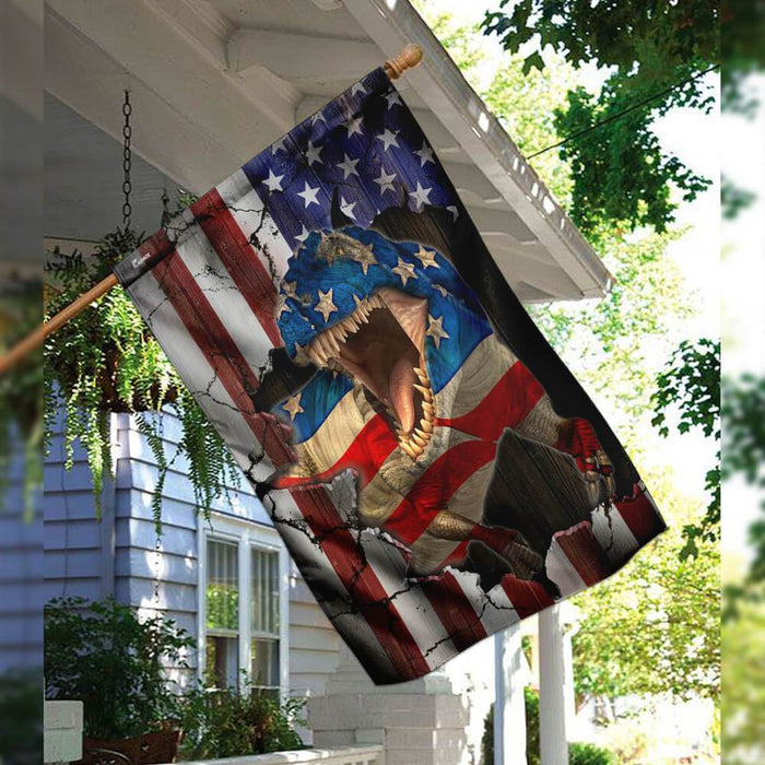 Trex Dinosaur American Flag | Garden Flag | Double Sided House Flag - GIFTCUSTOM