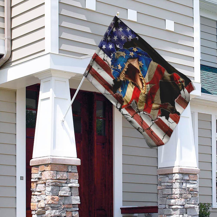 Trex Dinosaur American Flag | Garden Flag | Double Sided House Flag - GIFTCUSTOM