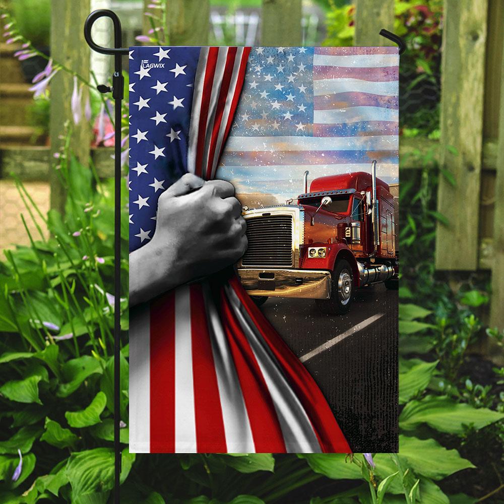 Truck American Flag | Garden Flag | Double Sided House Flag - GIFTCUSTOM