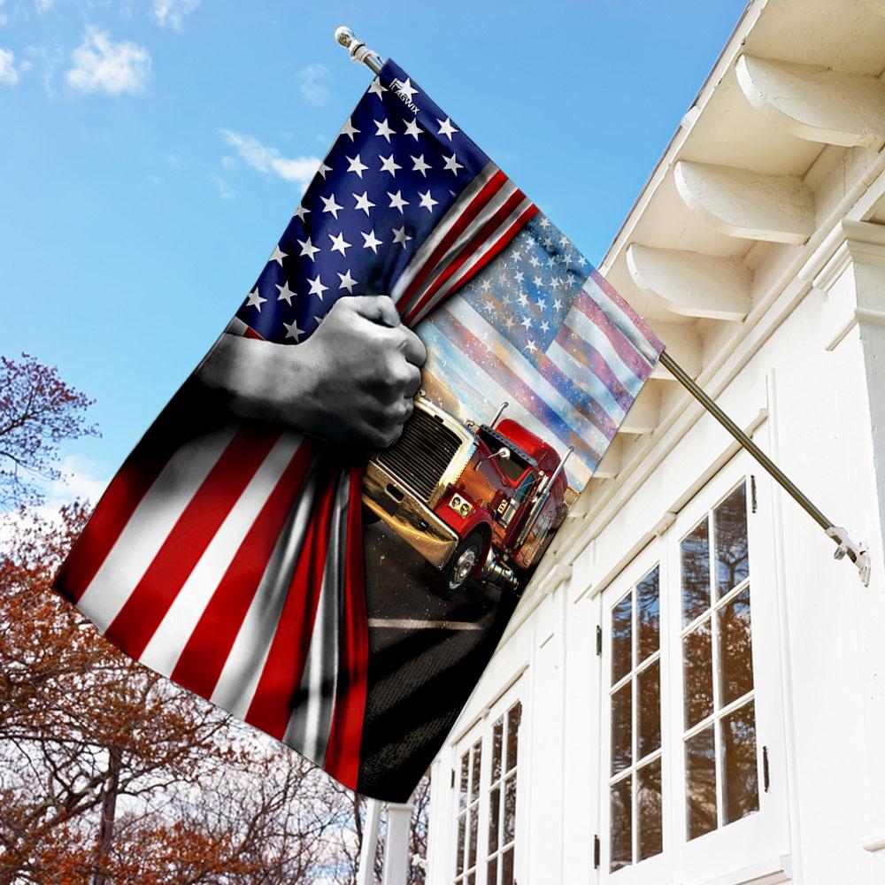 Truck American Flag | Garden Flag | Double Sided House Flag - GIFTCUSTOM