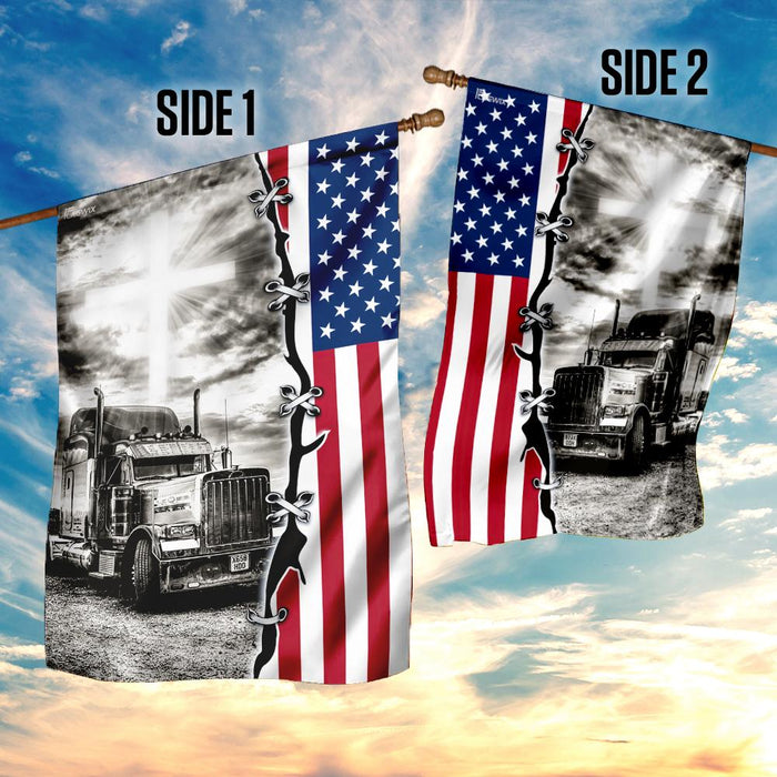 Truck Christian American Flag | Garden Flag | Double Sided House Flag - GIFTCUSTOM