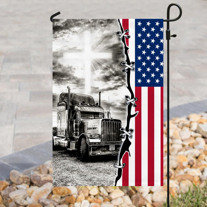 Truck Christian American Flag | Garden Flag | Double Sided House Flag - GIFTCUSTOM