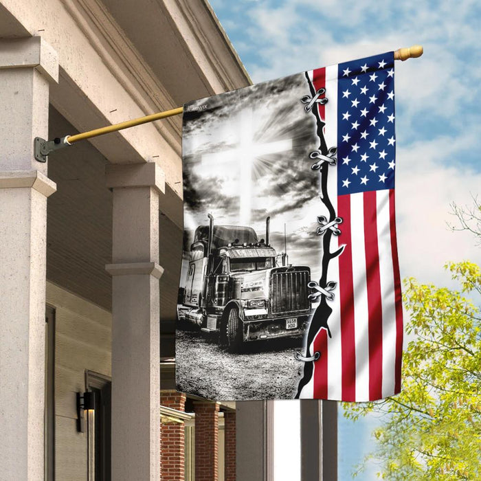 Truck Christian American Flag | Garden Flag | Double Sided House Flag - GIFTCUSTOM