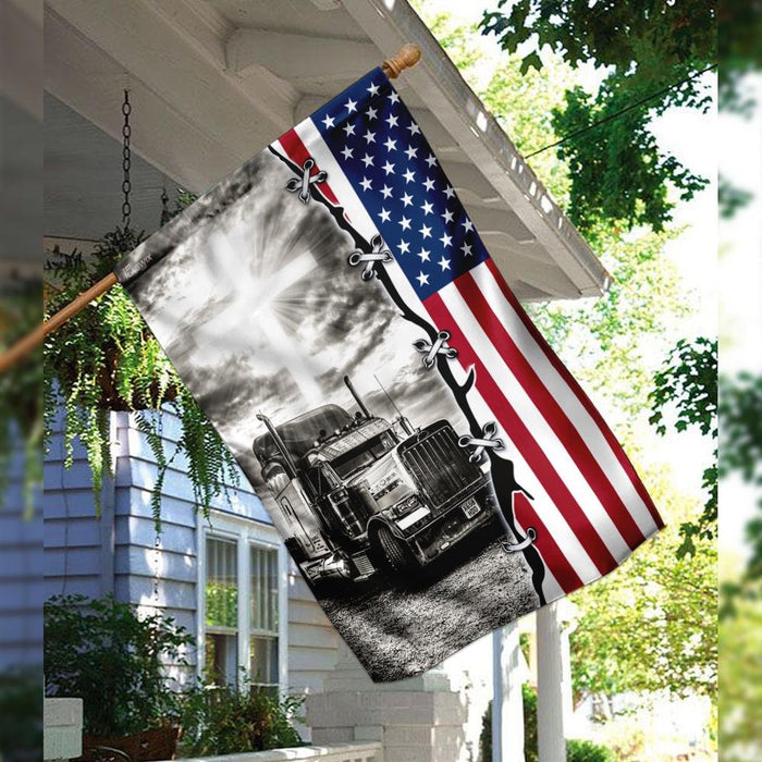 Truck Christian American Flag | Garden Flag | Double Sided House Flag - GIFTCUSTOM