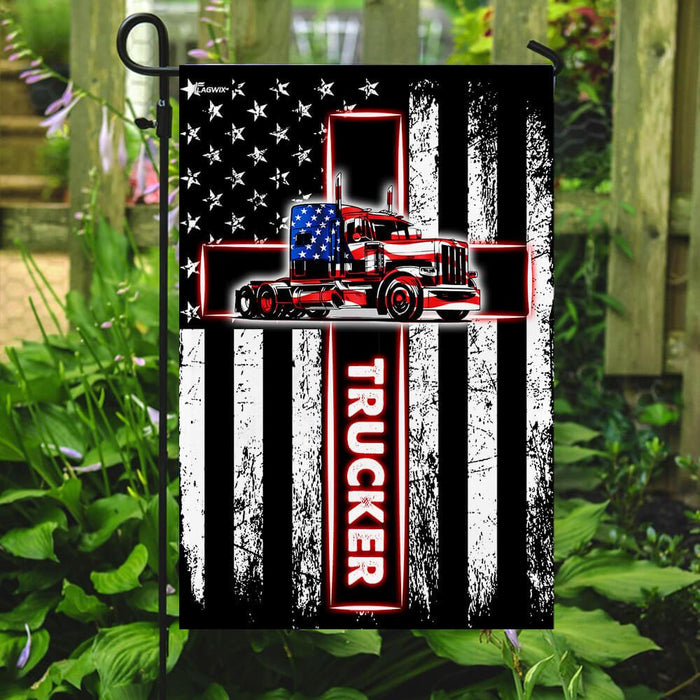 Trucker American US Flag | Garden Flag | Double Sided House Flag - GIFTCUSTOM
