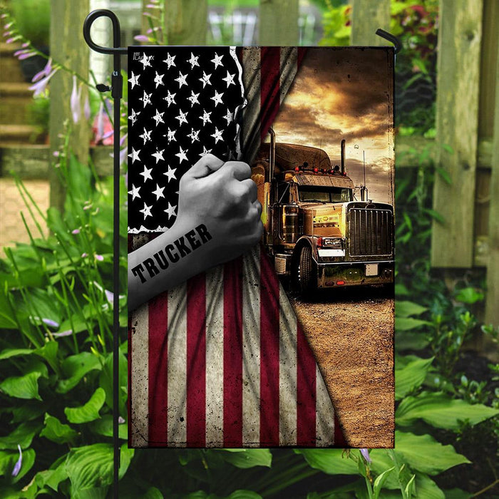 Trucker American US Flag | Garden Flag | Double Sided House Flag - GIFTCUSTOM