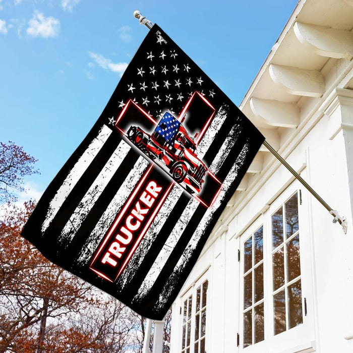 Trucker American US Flag | Garden Flag | Double Sided House Flag - GIFTCUSTOM