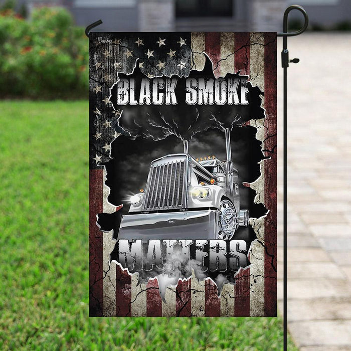 Trucker Black Smoke Matters American US Flag | Garden Flag | Double Sided House Flag - GIFTCUSTOM