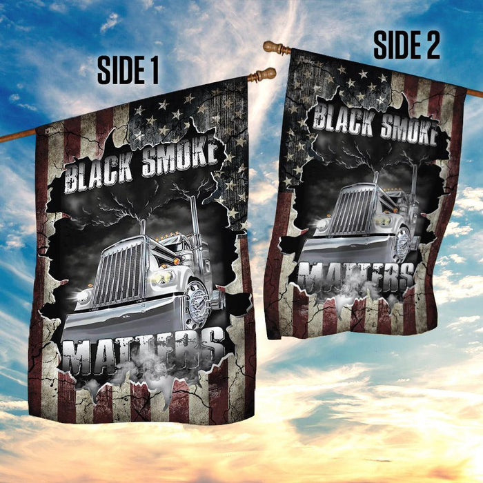 Trucker Black Smoke Matters American US Flag | Garden Flag | Double Sided House Flag - GIFTCUSTOM