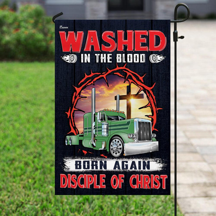 Trucker. Born Again Disciple Of Christ Flag | Garden Flag | Double Sided House Flag - GIFTCUSTOM