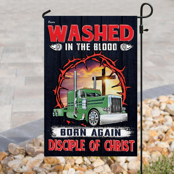 Trucker. Born Again Disciple Of Christ Flag | Garden Flag | Double Sided House Flag - GIFTCUSTOM